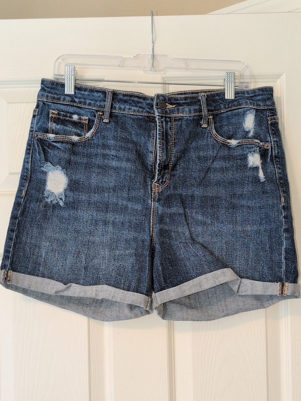 Old Navy Georgia Women's High Rise Dark Blue Distressed Denim Shorts Sz. 12